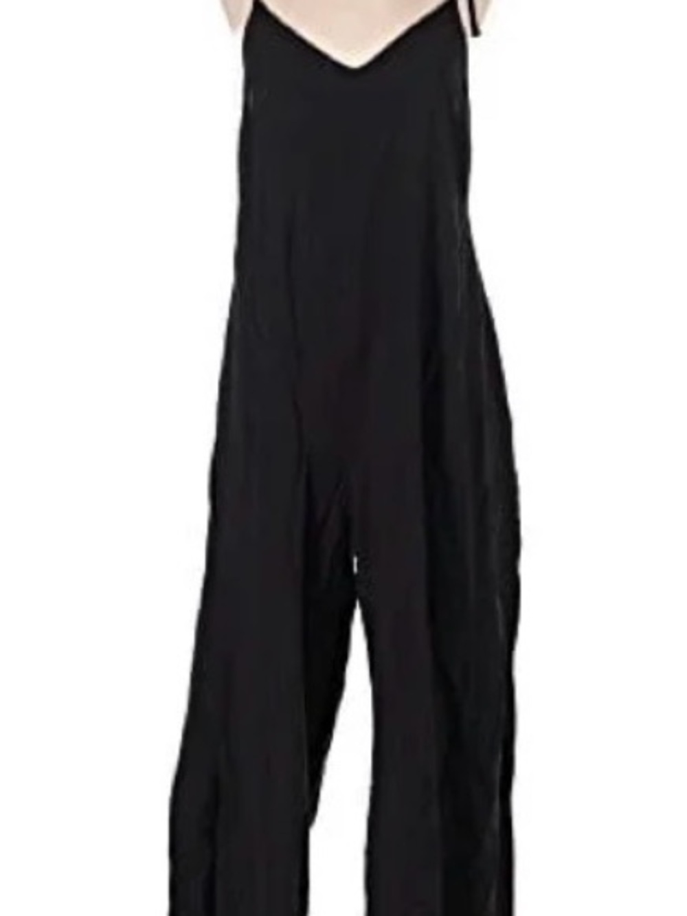 Old Navy Black V-Neck Romper- wide leg with ties on shoulders